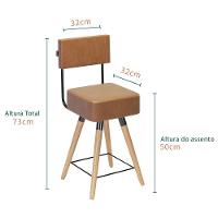 Kit 02 Banquetas Cadeiras 73cm Com Encosto Corano Amarula - 3