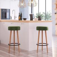 Kit 3 Banquetas Estofada Com Pés De Madeira Couríssimo Verde - 7