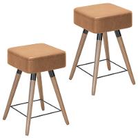 Kit 02 Banquetas Baixas 50x32cm Com Pés Palito Amarula - 1