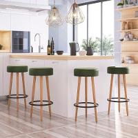 Kit 6 Banquetas Estofada Com Pés De Madeira Couríssimo Verde - 4