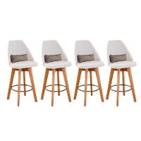 Kit 04 Banquetas Linho Bege E Almofada Suede Bege - 1