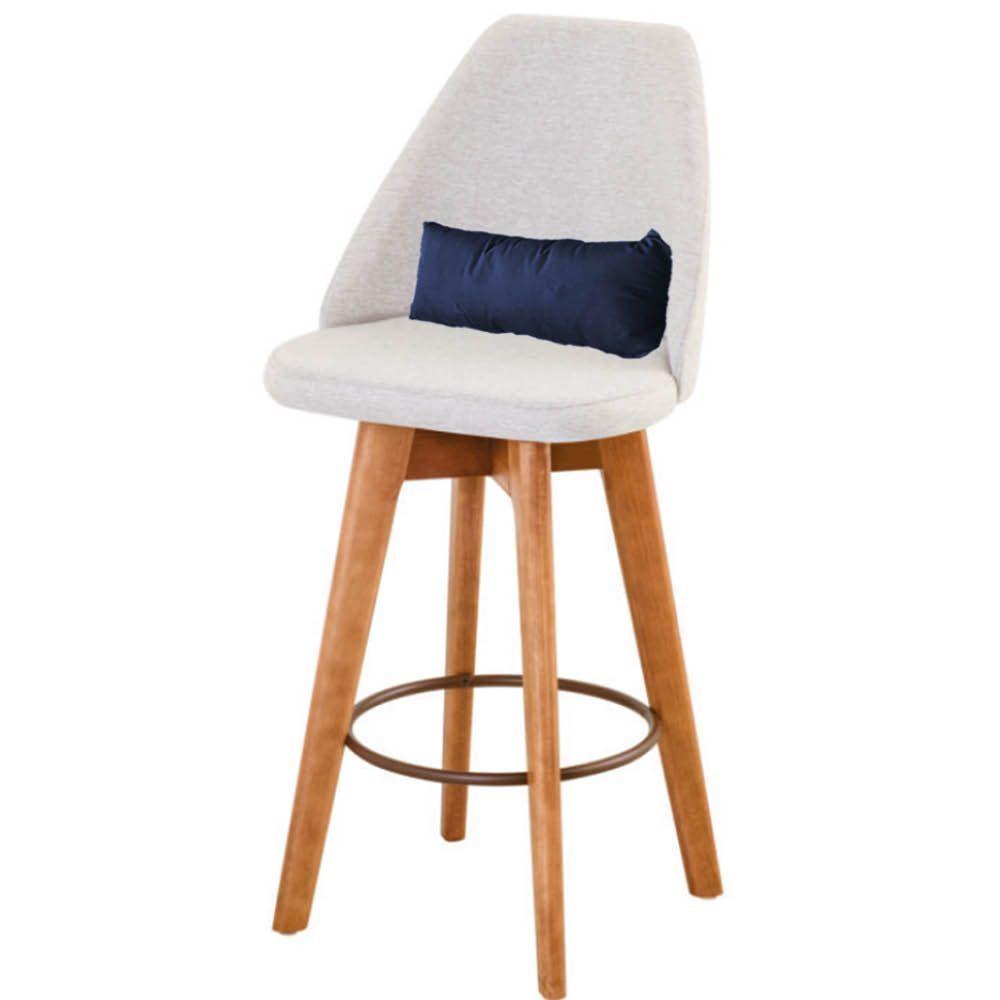 Kit 06 Banquetas Bege Claro E Almofada Suede Azul Marinho - 4