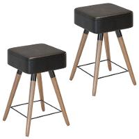 Kit 02 Banquetas Baixas 50x32cm Com Pés Palito Corano Preto - 1