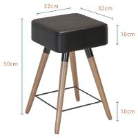 Kit 02 Banquetas Baixas 50x32cm Com Pés Palito Corano Preto