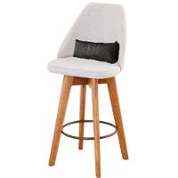 Kit 03 Banquetas Linho Bege E Almofada Suede Cinza