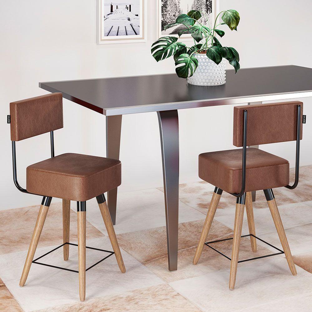 Kit 06 Banquetas Cadeiras 73cm Com Encosto Corano Coffee - 4