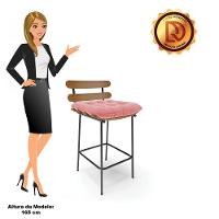 Kit 02 Banquetas Costela Suede Base Metálica Preto Cor Rose - 3