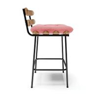 Kit 02 Banquetas Costela Suede Base Metálica Preto Cor Rose - 6