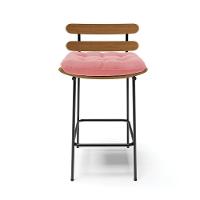 Kit 02 Banquetas Costela Suede Base Metálica Preto Cor Rose - 7