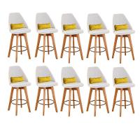 Kit 10 Banquetas Bege Claro E Almofada Suede Amarelo - 1