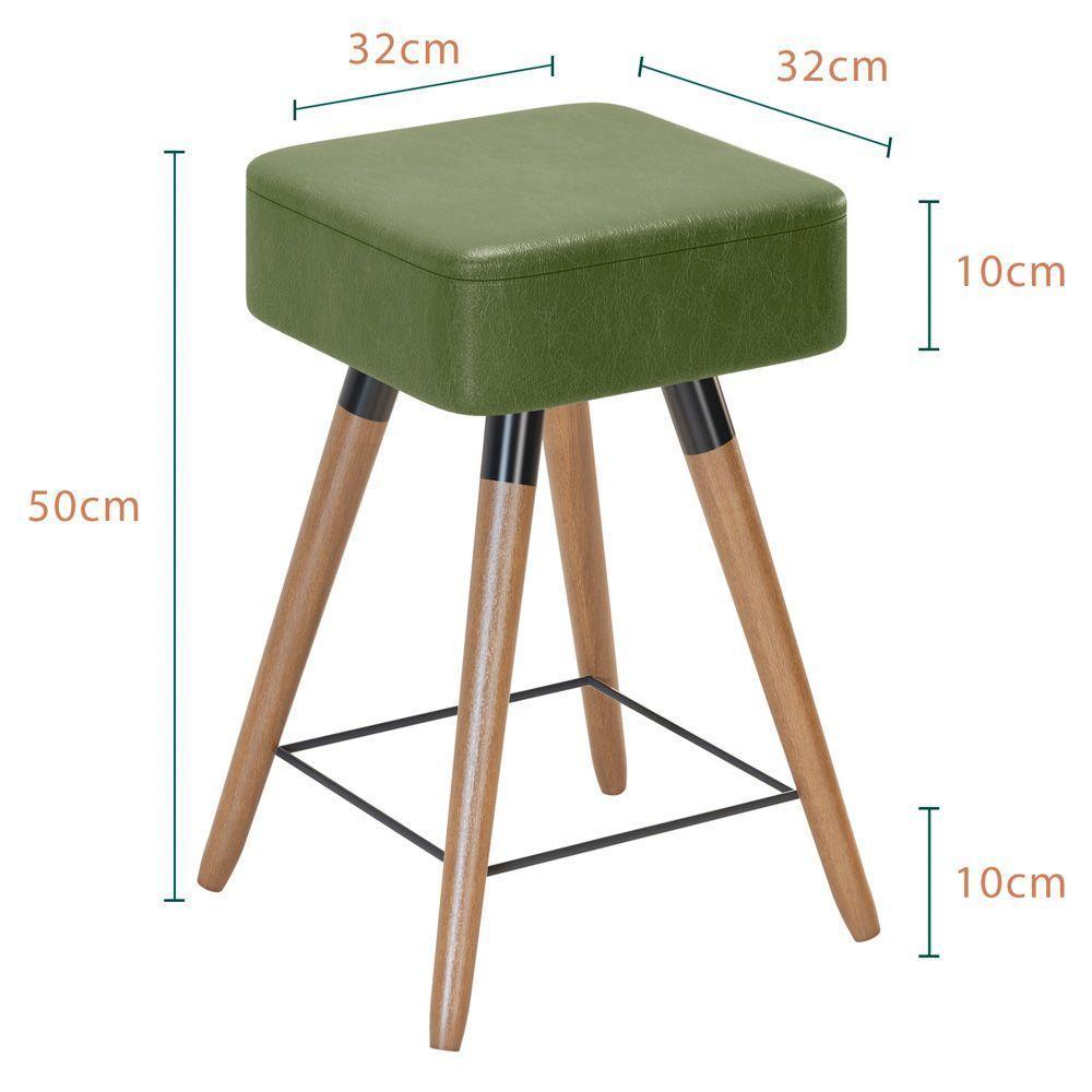 Kit 02 Banquetas Baixas 50x32cm Com Pés Palito Corano Verde - 2