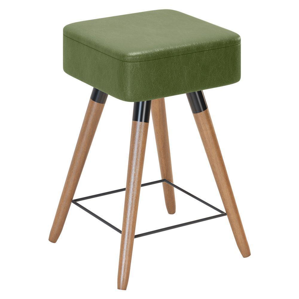 Kit 02 Banquetas Baixas 50x32cm Com Pés Palito Corano Verde - 3