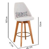 Kit 08 Banquetas Linho Bege E Almofada Flores - 3