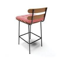 Kit 02 Banquetas Costela Suede Rosê Base Metálica Preto - 5