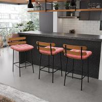 Kit 02 Banquetas Costela Suede Rosê Base Metálica Preto - 8