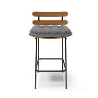 Kit 02 Banquetas Linho Grafite A26 Base Metálica Preto - 7