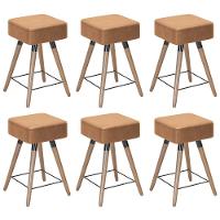 Kit 06 Banquetas Baixas 50x32cm Com Pés Palito Amarula - 1