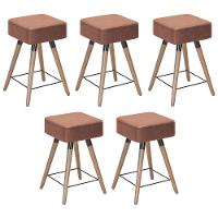 Kit 05 Banquetas Baixas 50x32cm Com Pés Palito Coffee - 1