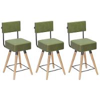 Kit 03 Banquetas Cadeiras 73cm Com Encosto Corano Verde - 1