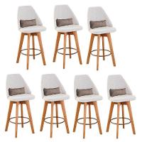 Kit 07 Banquetas Bege Claro E Almofada Suede Bege - 1