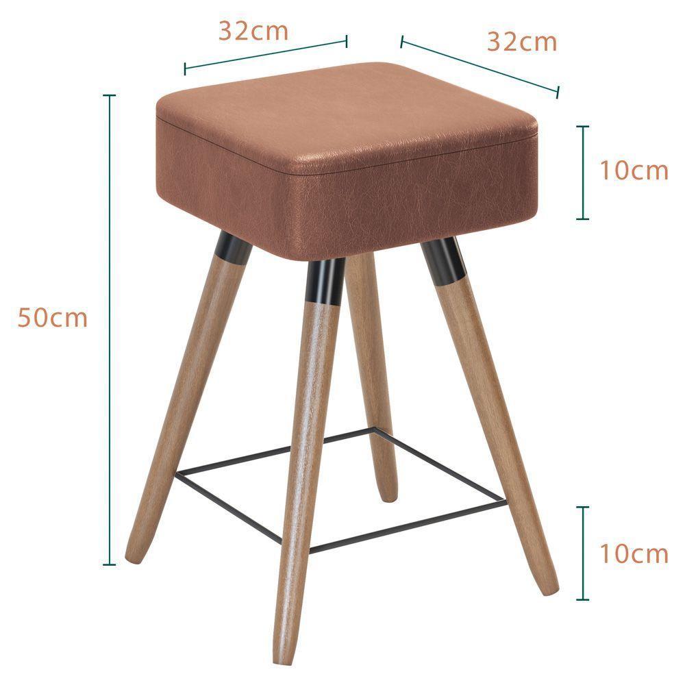Kit 03 Banquetas Baixas 50x32cm Com Pés Palito Coffee - 2
