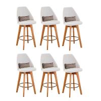 Kit 06 Banquetas Bege Claro E Almofada Suede Bege - 1