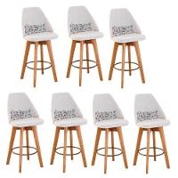 Kit 07 Banquetas Linho Bege E Almofada Flores - 1