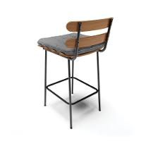 Kit 02 Banquetas Linho Base Metálica Preto A26 Grafite - 6