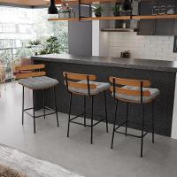 Kit 02 Banquetas Linho Base Metálica Preto A26 Grafite - 8