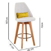 Kit 07 Banquetas Linho Bege E Almofada Amarelo - 5