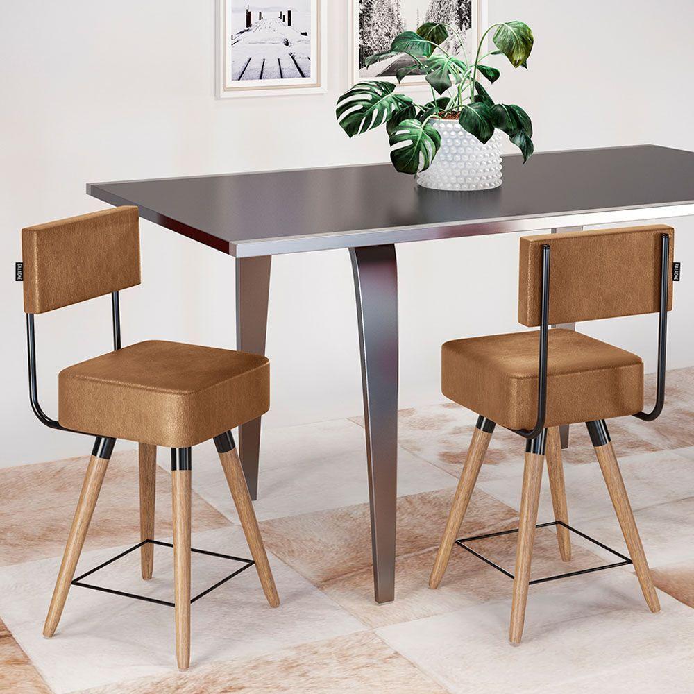 Kit 06 Banquetas Cadeiras 73cm Com Encosto Corano Amarula - 4