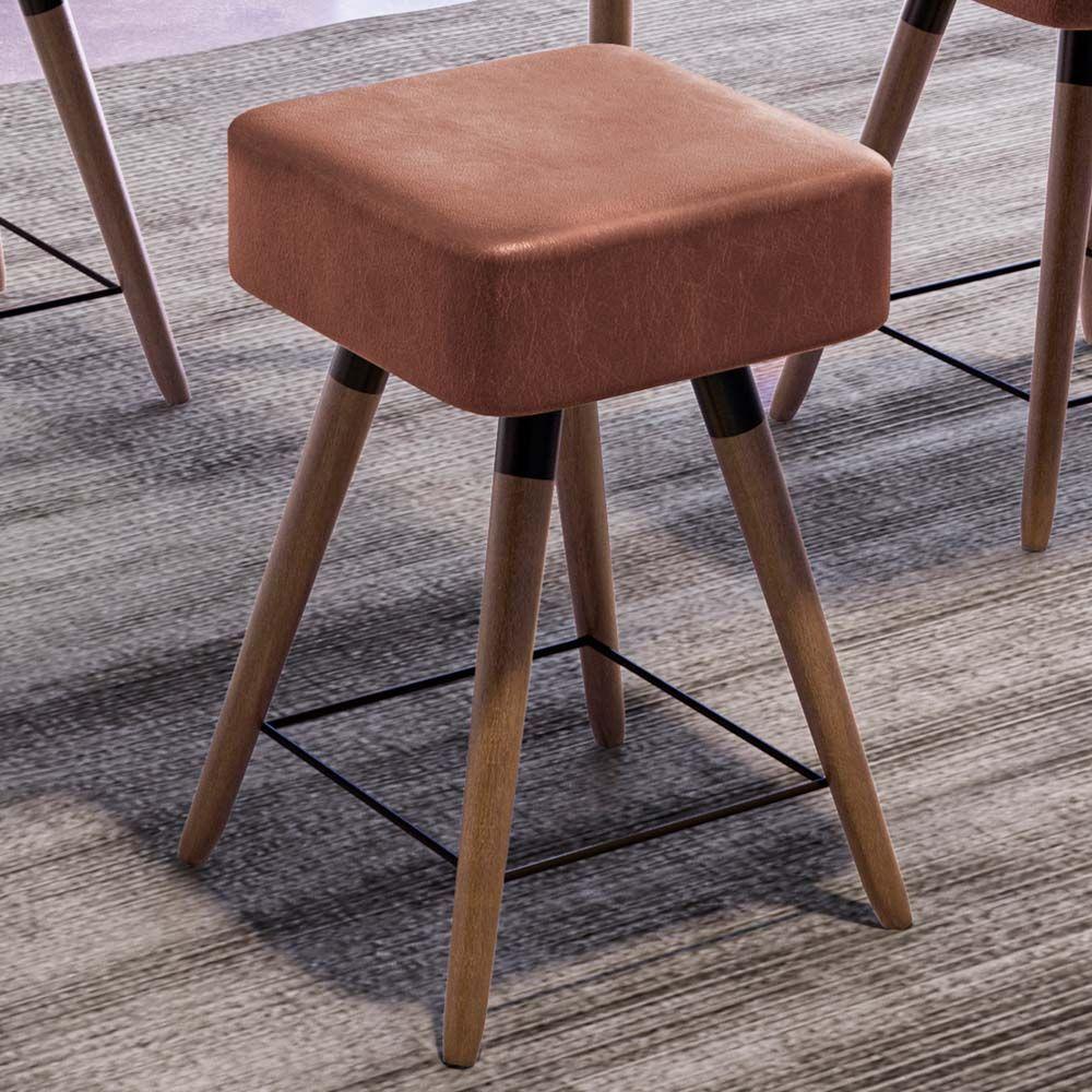 Kit 06 Banquetas Baixas 50x32cm Com Pés Palito Coffee - 4