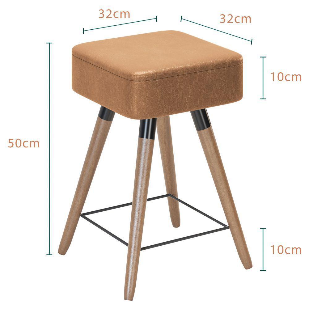 Kit 03 Banquetas Baixas 50x32cm Com Pés Palito Amarula - 2