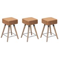 Kit 03 Banquetas Baixas 50x32cm Com Pés Palito Amarula - 1