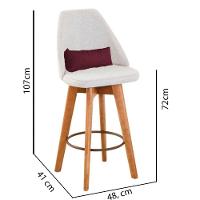 Kit 04 Banquetas Linho Bege E Almofada Suede Bordô - 3