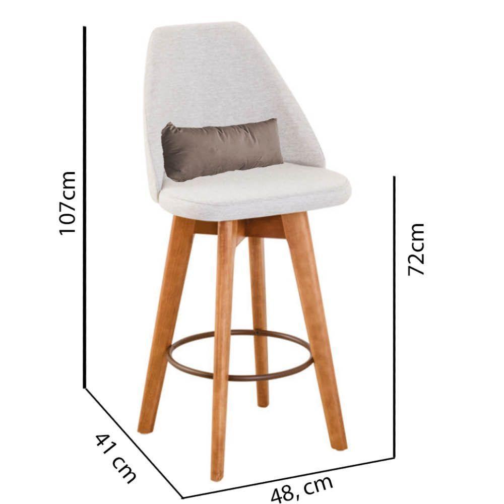 Kit 03 Banquetas Bege Claro E Almofada Suede Bege - 3