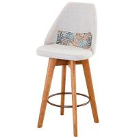 Kit 10 Banquetas Linho Bege E Almofada Folhas