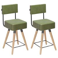 Kit 02 Banquetas Cadeiras 73cm Com Encosto Corano Verde - 1