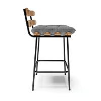 Kit 04 Banquetas Linho Base Metálica Preto A26 Grafite - 6