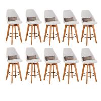 Kit 10 Banquetas Bege Claro E Almofada Corino Bege - 1