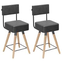 Kit 02 Banquetas Cadeiras 73cm Com Encosto Corano Preto - 1