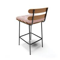 Kit 02 Banquetas Costela Veludo Base Metálica Preto Cor Rose - 5