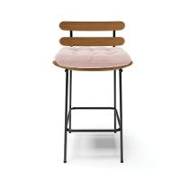 Kit 02 Banquetas Costela Veludo Base Metálica Preto Cor Rose - 7