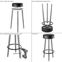 Kit 03 Banquetas Estofada Com Pés De Madeira Couríssimo Preto