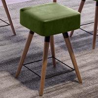 Kit 06 Banquetas Baixas 50x32cm Com Pés Palito Corano Verde - 4