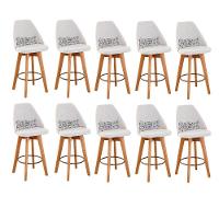 Kit 10 Banquetas Linho Bege E Almofada Flores - 1