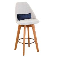 Kit 05 Banquetas Bege Claro E Almofada Suede Azul Marinho - 5