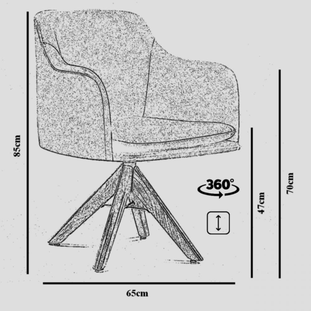 Poltrona Messina em Couro e Base Giratória Madeira Preto - 3
