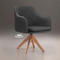 Poltrona Messina em Couro e Base Giratória Madeira Preto - 2