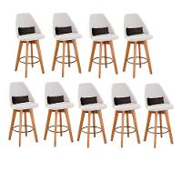 Kit 09 Banquetas Bege Claro E Almofada Suede Marrom